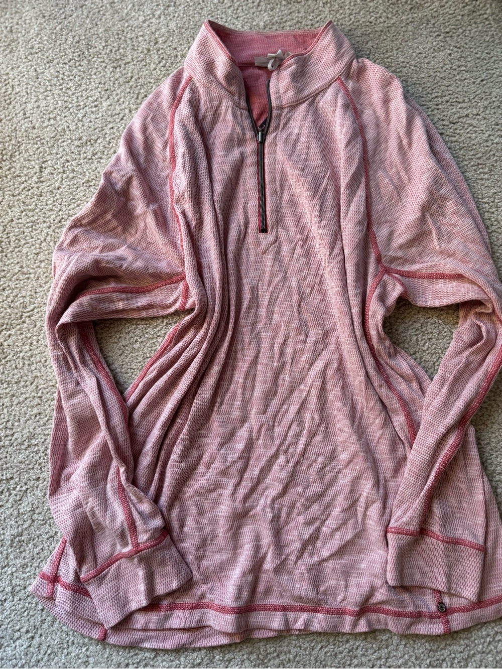 Tommy Bahama Pink Waffle-Knit Half-Zip Pullover long sleeve soft